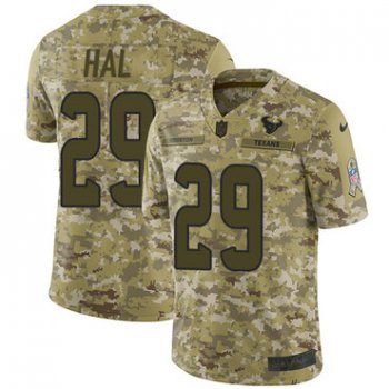 Nike Texans #29 Andre Hal Camo Men's Stitched NFL Limited 2018 Salute To Service Jersey