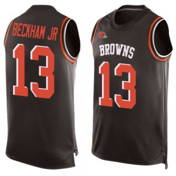 Men's Cleveland Browns #13 Odell Beckham Jr Brown Team Color Stitched Football Limited Tank Top Jersey