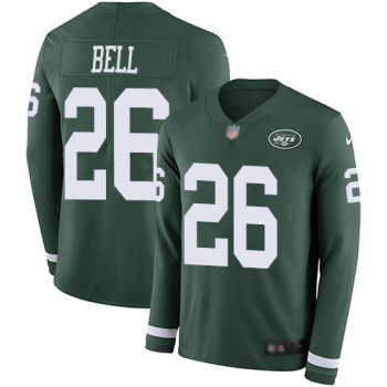 Men's New York Jets #26 Le'Veon Bell Green Team Color Stitched Football Limited Therma Long Sleeve Jersey