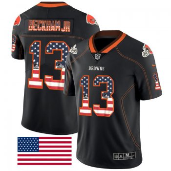 Nike Cleveland Browns 13 Odell Beckham Jr Black USA Flag Fashion Limited Jersey