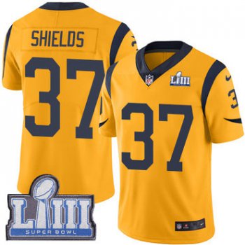 #37 Limited Sam Shields Gold Nike NFL Men's Jersey Los Angeles Rams Rush Vapor Untouchable Super Bowl LIII Bound