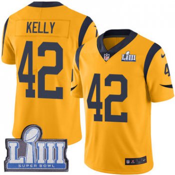 #42 Limited John Kelly Gold Nike NFL Men's Jersey Los Angeles Rams Rush Vapor Untouchable Super Bowl LIII Bound