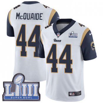 #44 Limited Jacob McQuaide White Nike NFL Road Men's Jersey Los Angeles Rams Vapor Untouchable Super Bowl LIII Bound