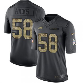 Men's Philadelphia Eagles #58 Jordan Hicks Black Anthracite 2016 Salute To Service Stitched NFL Nike Limited Jersey