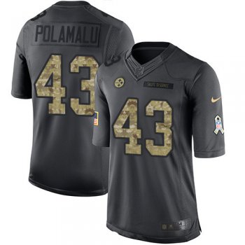 Men's Pittsburgh Steelers #43 Troy Polamalu Black Anthracite 2016 Salute To Service Stitched NFL Nike Limited Jersey