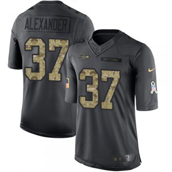 Men's Seattle Seahawks #37 Shaun Alexander Black Anthracite 2016 Salute To Service Stitched NFL Nike Limited Jersey