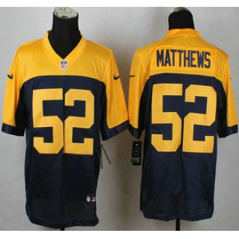 Green Bay Packers #52 Clay Matthews Navy Blue With Gold NFL Nike Elite Jersey
