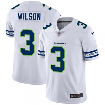 Men's Seattle Seahawks #3 Russell Wilson Nike White Team Logo Vapor Limited NFL Jersey