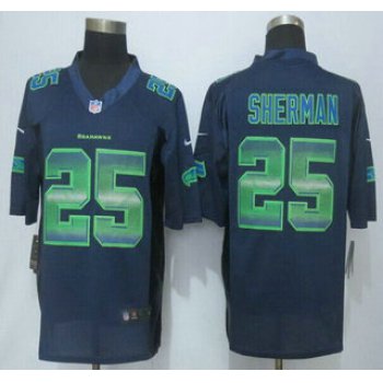 Seattle Seahawks #25 Richard Sherman Navy Blue Strobe 2015 NFL Nike Fashion Jersey