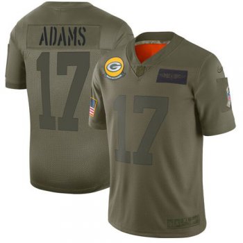 Men Green Bay Packers 17 Adams Green Nike Olive Salute To Service Limited NFL Jerseys
