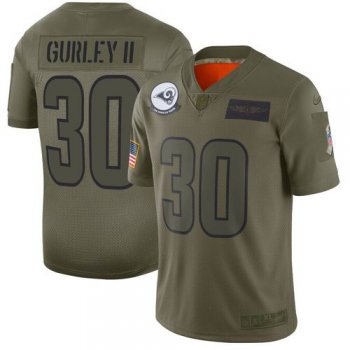 Men Los Angeles Rams 30 Gurley ii Green Nike Olive Salute To Service Limited NFL Jerseys