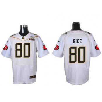 Men's San Francisco 49ers #80 Jerry Rice White 2016 Pro Bowl Nike Elite Jersey