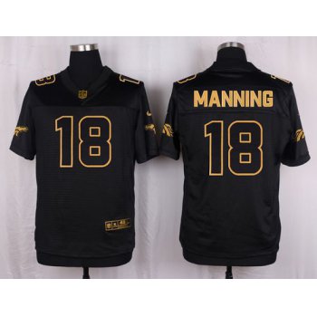 Nike Broncos #18 Peyton Manning Black Men's Stitched NFL Elite Pro Line Gold Collection Jersey