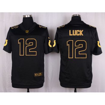 Nike Colts #12 Andrew Luck Black Men's Stitched NFL Elite Pro Line Gold Collection Jersey