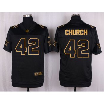 Nike Cowboys #42 Barry Church Black Men's Stitched NFL Elite Pro Line Gold Collection Jersey
