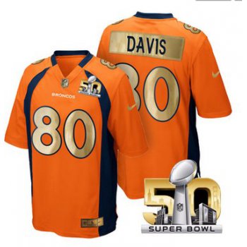 Pro Order Denver Broncos Jersey 80 Vernon Davis Orange Super Bowl 50 Limited Jerseys