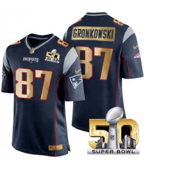 Pro Order New England Patriots Jersey 87 Rob Gronkowski Navy Blue Super Bowl Limited Jerseys