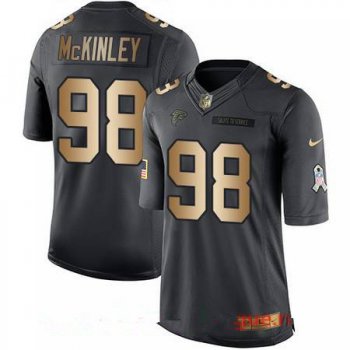 Men's Atlanta Falcons #98 Takkarist McKinley Anthracite Gold 2016 Salute To Service Stitched NFL Nike Limited Jersey