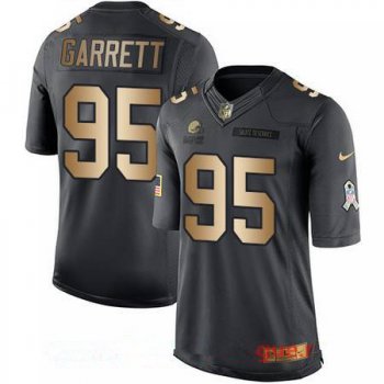 Men's Cleveland Browns #95 Myles Garrett Anthracite Gold 2016 Salute To Service Stitched NFL Nike Limited Jersey