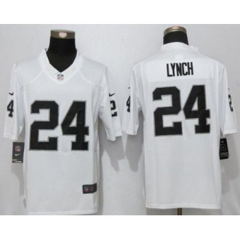 Men's Oakland Raiders #24 Marshawn Lynch White Road Stitched NFL Nike Limited Jersey