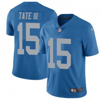 Nike Lions #15 Golden Tate III Blue Throwback Men's Stitched NFL Limited Jersey