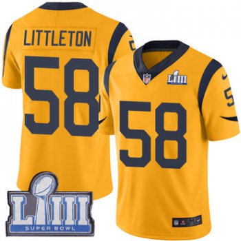 #58 Limited Cory Littleton Gold Nike NFL Men's Jersey Los Angeles Rams Rush Vapor Untouchable Super Bowl LIII Bound