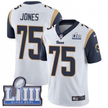 #75 Limited Deacon Jones White Nike NFL Road Men's Jersey Los Angeles Rams Vapor Untouchable Super Bowl LIII Bound