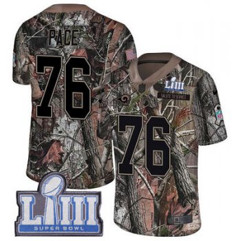 #76 Limited Orlando Pace Camo Nike NFL Men's Jersey Los Angeles Rams Rush Realtree Super Bowl LIII Bound
