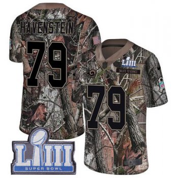 #79 Limited Rob Havenstein Camo Nike NFL Men's Jersey Los Angeles Rams Rush Realtree Super Bowl LIII Bound
