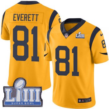 #81 Limited Gerald Everett Gold Nike NFL Men's Jersey Los Angeles Rams Rush Vapor Untouchable Super Bowl LIII Bound