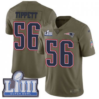 #56 Limited Andre Tippett Olive Nike NFL Men's Jersey New England Patriots 2017 Salute to Service Super Bowl LIII Bound
