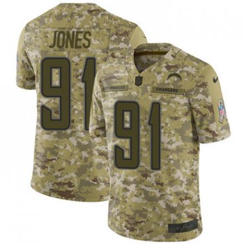 Nike Chargers #91 Justin Jones Camo Men's Stitched NFL Limited 2018 Salute To Service Jersey
