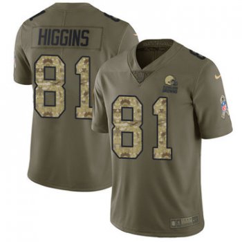 Men's Nike Cleveland Browns #81 Rashard Higgins Limited Olive Gold Salute to Service NFL Jersey