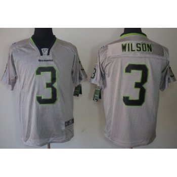 Nike Seattle Seahawks #3 Russell Wilson Lights Out Gray Elite Jersey