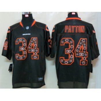 Nike Chicago Bears #34 Walter Payton Lights Out Black Ornamented Elite Jersey