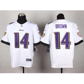 Nike Baltimore Ravens #14 Marlon Brown 2013 White Elite Jersey