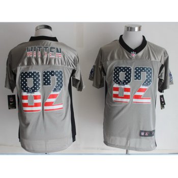 Nike Dallas Cowboys #82 Jason Witten 2014 USA Flag Fashion Gray Elite Jersey