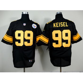 Nike Pittsburgh Steelers #99 Brett Keisel Black With Yellow Elite Jersey