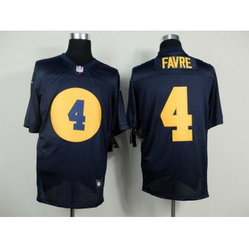 Nike Green Bay Packers #4 Brett Favre Navy Blue Elite Jersey