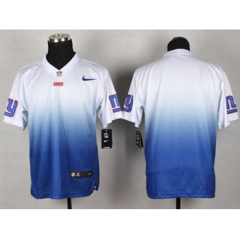 Nike New York Giants Blank White/Blue Fadeaway Elite Jersey