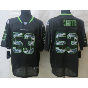 Nike Seattle Seahawks #53 Malcolm Smith Lights Out Black Ornamented Elite Jersey