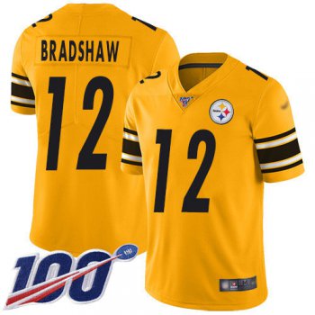 Nike Steelers #12 Terry Bradshaw Gold Men's Stitched NFL Limited Inverted Legend 100th Season Jersey