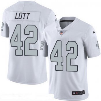 Men's Oakland Raiders #42 Ronnie Lott Retired White 2016 Color Rush Stitched NFL Nike Limited Jersey