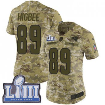 Women's Los Angeles Rams #89 Tyler Higbee Camo Nike NFL 2018 Salute to Service Super Bowl LIII Bound Limited Jersey