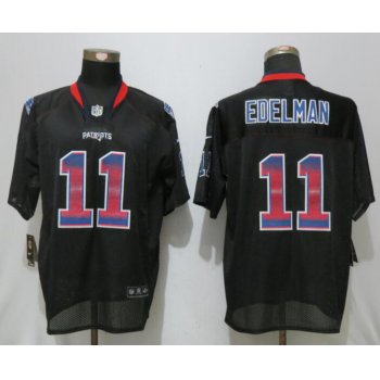 Men's New England Patriots #11 Julian Edelman Black Strobe Stitched NFL Nike Fashion Jersey