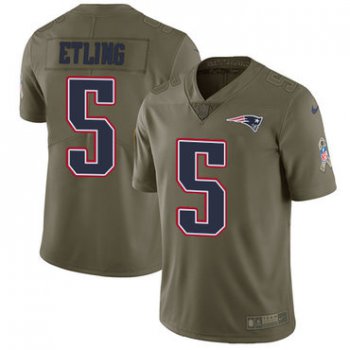 Men's Nike New England Patriots #5 Danny Etling Olive 2017 Salute to Service Limited Jersey
