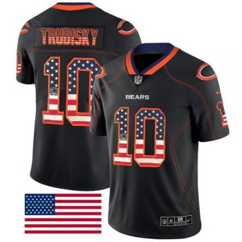 Nike Bears #10 Mitchell Trubisky Black Men's Stitched NFL Limited Rush USA Flag Jersey