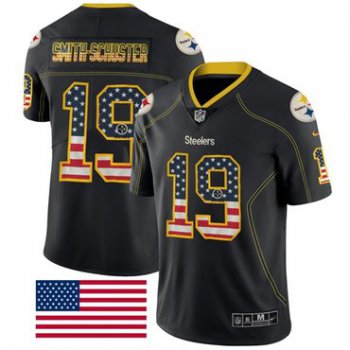 Nike Pittsburgh Steelers #19 JuJu Smith-Schuster Black Men's Stitched NFL Limited Rush USA Flag Jersey