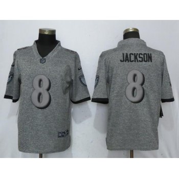 Nike Baltimore Ravens #8 LaMar Jackson Gray Gridiron Gray Vapor Untouchable Limited Jersey