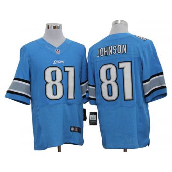 Size 60 4XL-Calvin Johnson Detroit Lions #81 Light Blue Stitched Nike Elite NFL Jerseys